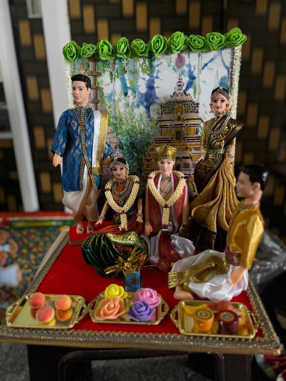 Traditional Wedding Couple Dolls Setup